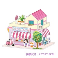 儿童纸质3d立体拼图模型益智玩具diy手工制作房子拼装6-12岁DIY 3D Paper Model Puzzle House Kit, Kids Educational Building Toy f
