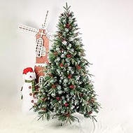 Artificial Christmas Tree With Snow 6.8Ft Premium Unlit Snow Flocked Hinged Classic Tree With Metal Stand Holiday Decoration-green 6.8Ft(210cm) The New
