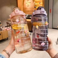 2000ml Reminder Water Bottle With Straw Scale Big Bottle 2 Liter Gym Bottle Sport Water Bottles