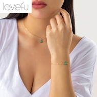 Original Saudi Gold 18k Pawnable Luminous Gemstone Opal Necklace Bracelet Set for Women