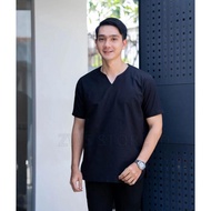 Baju Koko Dewasa Kemko Polos Model Kerah V Tanpa Kancing Terbaru Bahan Katun Tebal Premium Lengan Pe