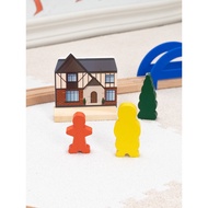 Children's Wooden Train Track Simple Set Educational Toy Leku Car Compatible with Wooden Building Bl