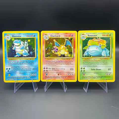 3pcs/set Anime PTCG DIY Self-made Kanto Starters Blastoise Charizard Venusaur English Version Game C