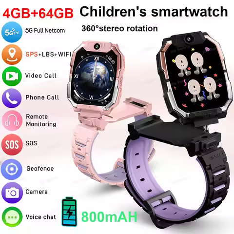 5G Kids Smart Watch 4+64GB GPS WiFi Tracker Location 360 Rotate Camera Video Call SOS Call Phone Wat