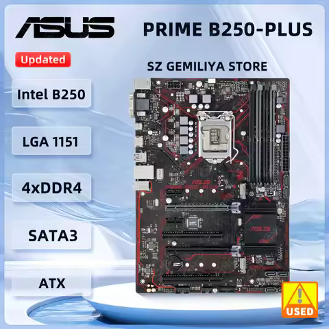 ASUS PRIME B250-PLUS Motherboard 1151 Intel B250 DDR4 64GB M.2 SATA III USB3.0 ATX support 7th/6th g