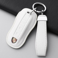 leather Car remote Key Case Cover For Porsche Cayenne Panamera 971 9Y0 2018-UP 911 Carrera 992 2019-