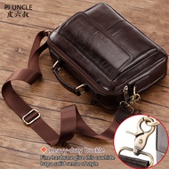 Genuine Leather Men's Top-handle Bag Small Briefcase Tote Bag Vintage Leather Shoulder Messenger Bag For Men Cross Body Bags Computer Leather Document Bag Multi Pocket Handbags For Man Messenger Bags For Men Cowhide Leather Sling Bag Soft shoulder bag men