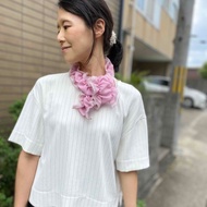 Ballett 迷你壓褶細緻圍巾 莫蘭迪粉 輕柔雪紡材質 日本製