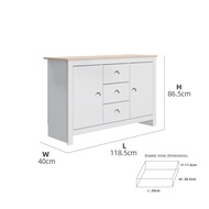 KitchenZ 4FT Grayson Series Display Cabinet with 3 Drawers & 2 Storage Cabinet Living Room Metal Han