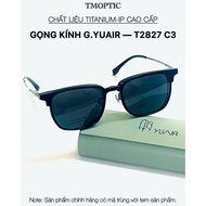 G.YUAIR T2827 C3 eyeglass frames – Black acetate upper rim, luxurious silver titanium lower rim