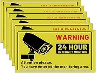 WESECUU Video Surveillance Camera Warning Sign Sticker - Premium Self-Adhesive Reflective Vinyl, Water &amp; Fade Resistance, for Home, Business - 6 Pack 10 x 7 inch