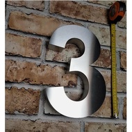 3D House numbers: Extra large (12") and (8") Arial Bold in brushed stainless steel