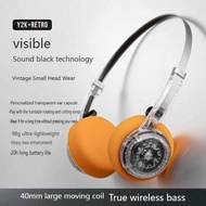 Retro Transparent Headband Headphone | Rotate to Switch Songs & Adjust Volume | 40mm HIFI Bass | 20H
