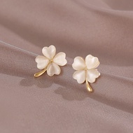 S925 Silver Needle Korea 2021 Opal Four-leaf Clover Earrings Simple Fashionable Classy Earrings Earrings Women
