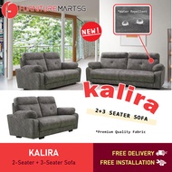FurnitureMartSG Kalira Series 2-Seater + 3-Seater Sofa Set Premium Water Repellent Fabric in Grey
