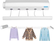 可伸縮晾衣繩 - 5 條繩子 3.75m 可攜式室內室外晾衣繩，壁掛式可調式塑膠晾衣繩掛鉤，帶長度鎖定，易於安裝