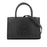 【TORY BURCH】Ella 圓形標誌牛皮迷你二用托特包(黑色)/ 平行輸入