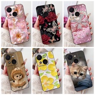 For Itel A50 A50C A667L A669L Elegant Floral Cat Phone Casing ItelA50 ItelA50C Black Silicone Soft C