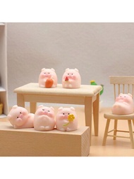 6入組可愛豬形微景觀配件,適用於diy手工藝品、桌面裝飾、水族箱和多肉植物裝飾