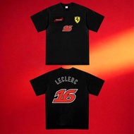 【in stock】T-Shirt Lengan Pendek Bertandatangan oleh Pasukan Perlumbaan F1 Ferrari Leclerc No.16 dan 