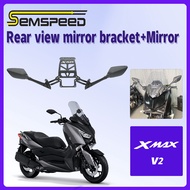 【SEMSPEED】For Yamaha XMAX V2 2023-2024 Motorcycle Rear View Mirror Forward Bracket Holder Mobile Phone Plate Bracket Support Holder with Mirrors