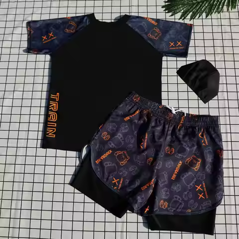 High-grade Polyester Swimming Trunks Set for Young Boy, Adult Youth Swimsuit, Swim Trunks, Double La