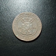 A3366 Koin Nederlandsch indie 1 Cent Tahun 1856 ( Jarang ) Asli