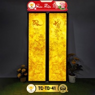 Lotus Altar Lamp Couplets Printed Bamboo Painting Duo TRUTH THIEN BEAUTY, Hanging Painting for Worsh
