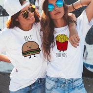 Best Friend Matching T-Shirt BFF T Shirt Women Fast Food Hamburger and Fries Tee