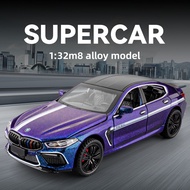 1:32 BMW M8 Sports Car Racing Simulation Alloy Car Model Children's Sound and Light Pull-Back Toy Ca