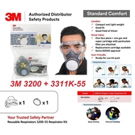 3M 3200 Single Cartridge Respirator + Organic Vapor Cartridge (3200 + 3311K-55)