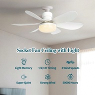 Quạt trần ổ cắm 16,5"/20,5" có đèn, quạt đèn hình hoa 6 lá, quạt 3 tốc độ 30W/40W có điều khiển từ x