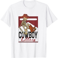 Western Cowboy Vintage Punchy Cowboy Killers Skull Skeleton T-Shirt