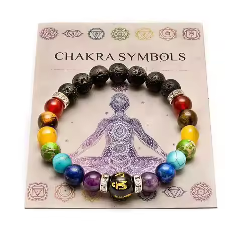 7 Chakra Bracelet with Meaning Cardfor Men Women Natural Crystal Healing Anxiety Jewellery Mandala Y
