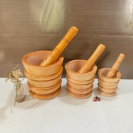 Traditional Wooden Mortar Wooden Mortar Set Ula Spice Medicine Pounder Ready to Melt