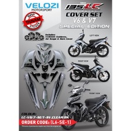 COVERSET YAMAHA LC V6-V7 SPECIAL EDITION DESIGN L6-SE-1 SILVER BLACK STICKER SIAP TANAM FREE EMBLEM 