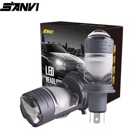 SANVI MINI H4 Bi LED Projector Lense Headlight 104W 6000k Motorcycle Headlight High Low Beam Integra