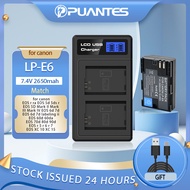 PUANTES LP-E6/E6 Camera Battery + 2 Slot USB LCD Charger for EOS 5D 5DS R EOS 5D Mark II Mark III Ma