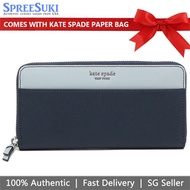 Kate Spade Wallet In Gift Box Wallet In Gift Box Cameron Large Contine Navy Dark Blue / Light Blue # WLRU5449