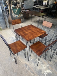 โต๊ะไม้พารา16มิล”ขาเหล็กเส้น9 มิล”ขนาด0x70x75ซม..ราคา1,790บาท..มีเก้าอี้พนักพิง2ตัวรวม2ตัว2,990บาทเน
