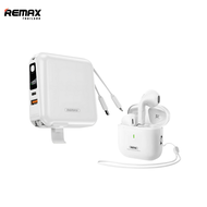 Remax Set Powerbank W1501 & Small Talk W27 - ชุดเซ็ตสุดคุ้ม แบตสำรอง มีสายชาร์จในตัว หูฟังบลูทูธ เอี