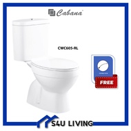 CABANA CWC605-RL Two Piece Rimless Water Closet wc S Trap 10 Inch Free Flexible Hose jamban tandas t