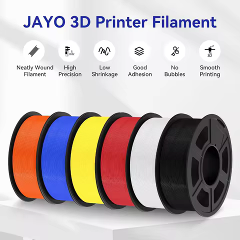 JAYO 3D Filament PLA +/PETG/PLA 1.75MM +/- 0.02MM 6Rolls Coloful Neatly Wound 3D Printing Material F