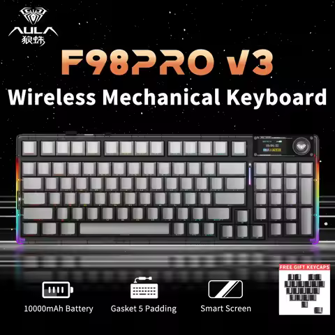 AULA F98 Pro V3 Mechanical Keyboard Custom RGB Backlight Wireless Bluetooth Gaming Keyboard With Scr