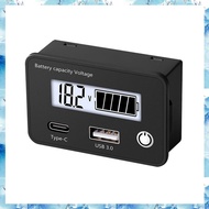 R9DC8-30V USB Type-C Lead Acid Lithium Battery Capacity Indicator Car Digital Voltmeter Voltage Test