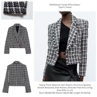 HITAM 35119 Black Blazer Work Blazer Black Tweed Office Blazer