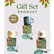 Ceramic Starbucks Coffee Cup Mermaid Mug Ceramic Bronzing premium texture gift set
