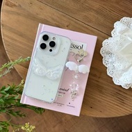 內地直送 - 少女甜美滴胶闪粉翅膀适用苹果16promax手机壳iphone15promax新款14pro透明星星13挂件-单壳 iphone 17 Pro Max