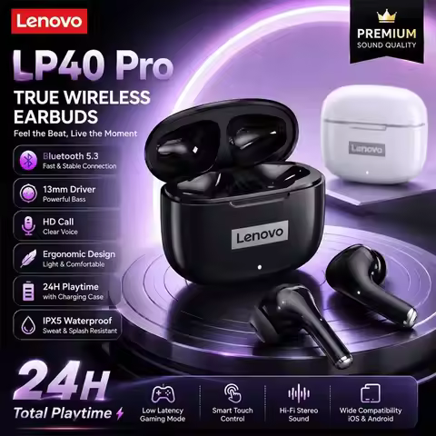 NEW Lenovo LP40 Pro TWS Bluetooth 5.3 Quick Connect Earphones Ergonomic Design Headphones Powerful T