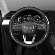 Nappa Leather car Steering Wheel CoverCarbon Fiber Sports car Interior Non-Slip Ultrathin for Audi A